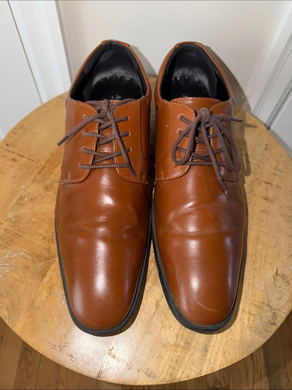 Men's Alfani Brown Leather Dress Shoes - Classic Lace-Up